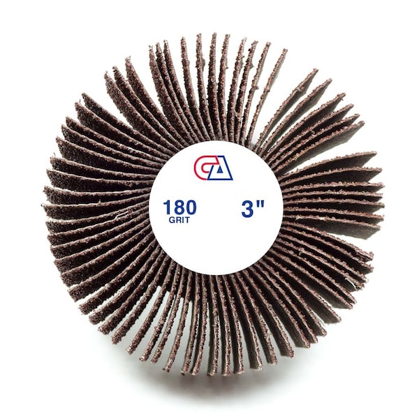 Continental Abrasives 3" x 2" x 1/4" Aluminum Oxide 180 Grit Mounted Flap Wheel FW-32180 - main